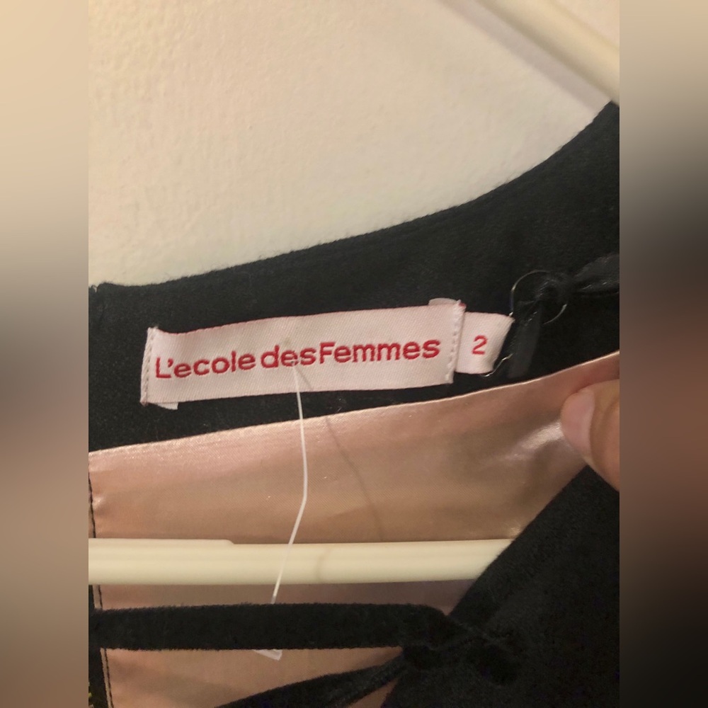 NWT L' Ecole Des Femmes Jane Bondage Black Dress size 2 wool blend - Picture 9 of 11